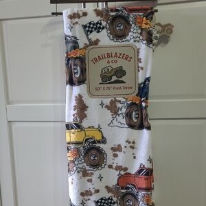 Boys Plush Throw Blanket Trailblazers & co 50x70"  Monster trucks theme.